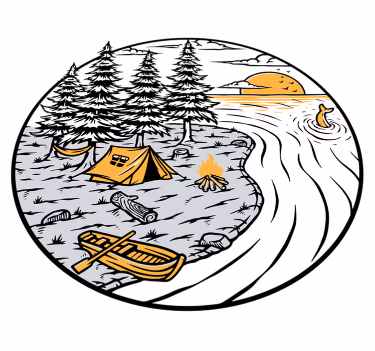 Nature rug with yellow motorhome scenery design - TenStickers