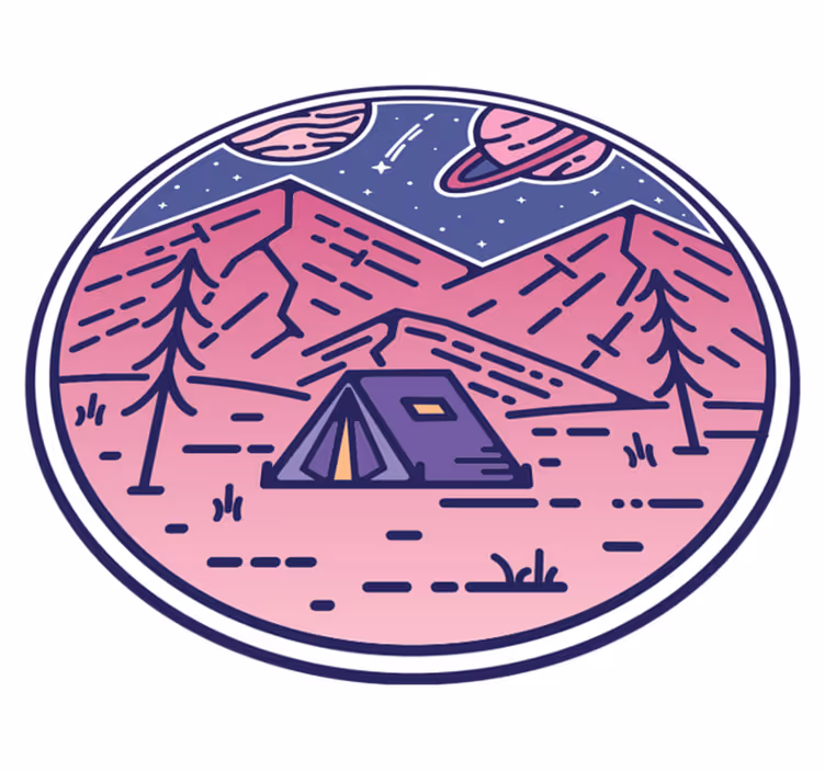 Nature rug in pink mountains - TenStickers