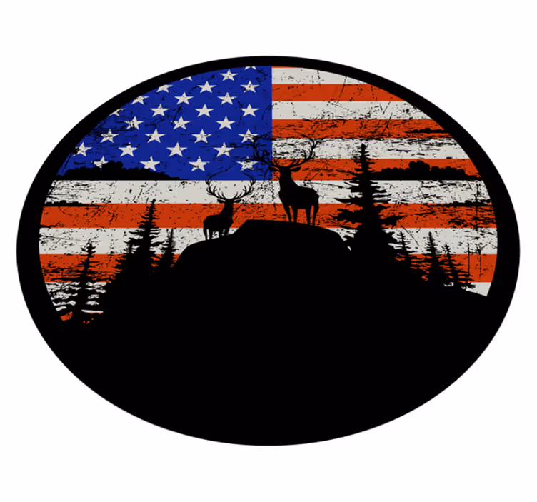Nature rug with american flag mountain design - TenStickers