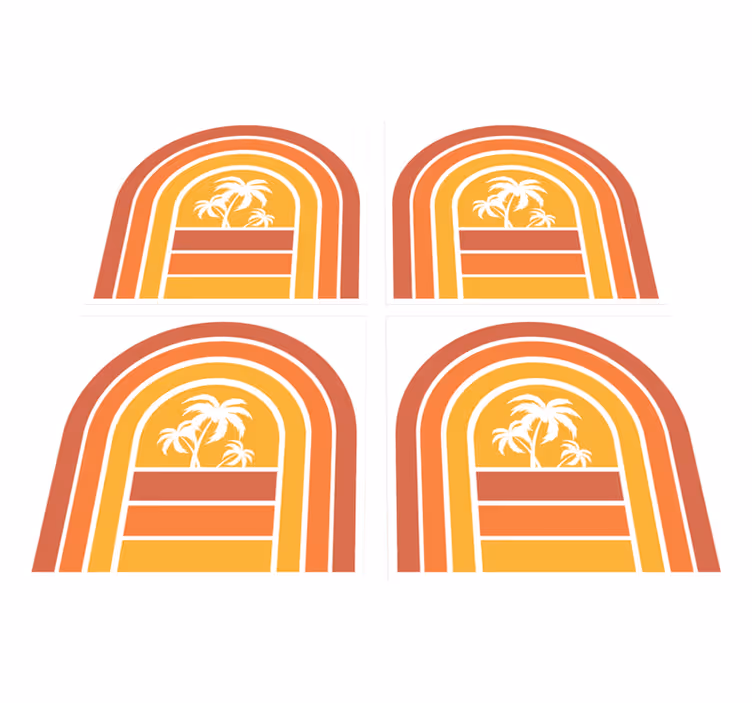 Nature rug retro sunset and palms design - TenStickers