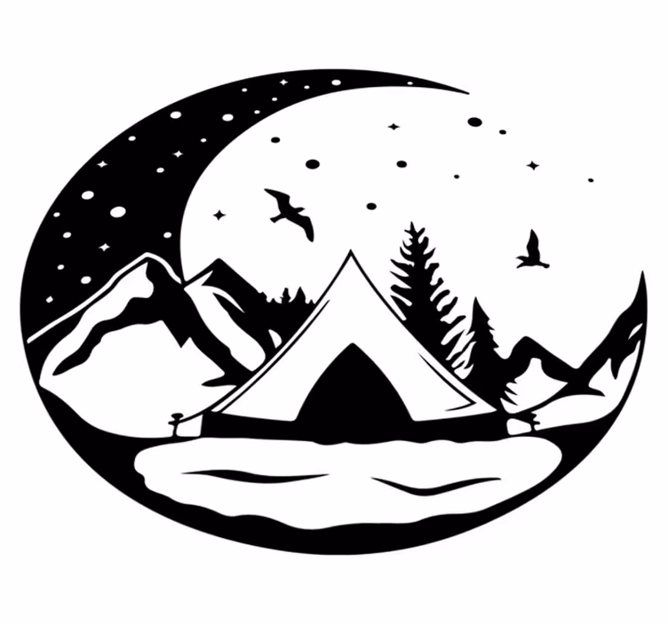 Nature rug mountains and moonlit night - TenStickers