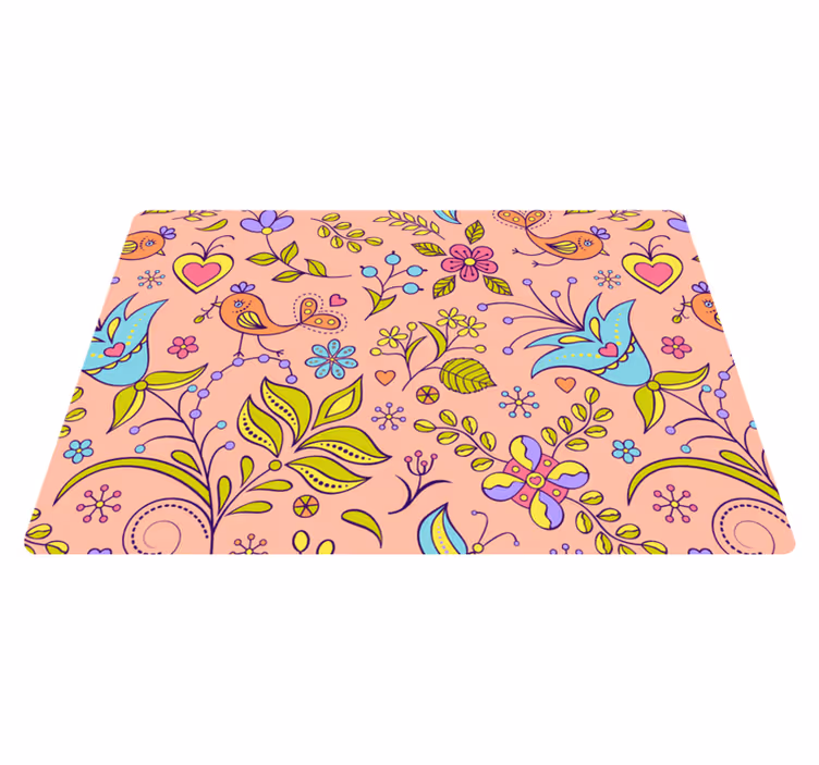 Nature rug flora design with birds and butterflies - TenStickers