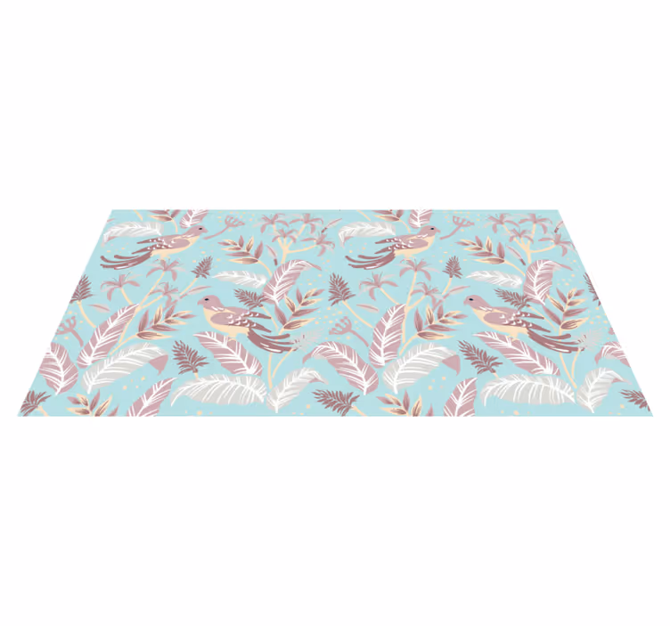 Nature rug in blue and pink floral design - TenStickers