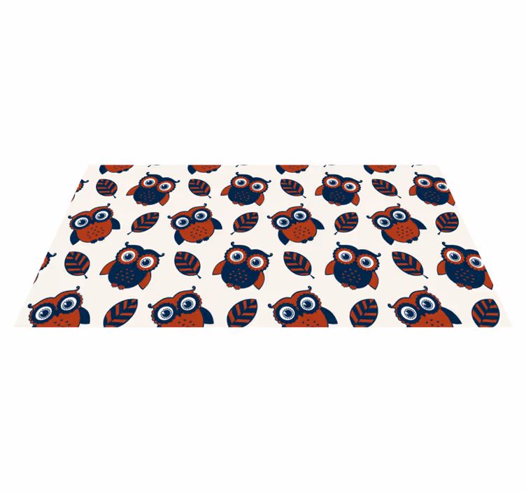 Nature rug with blue and red owls pattern - TenStickers