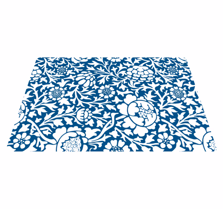 Nature rug in marine blue flora design - TenStickers