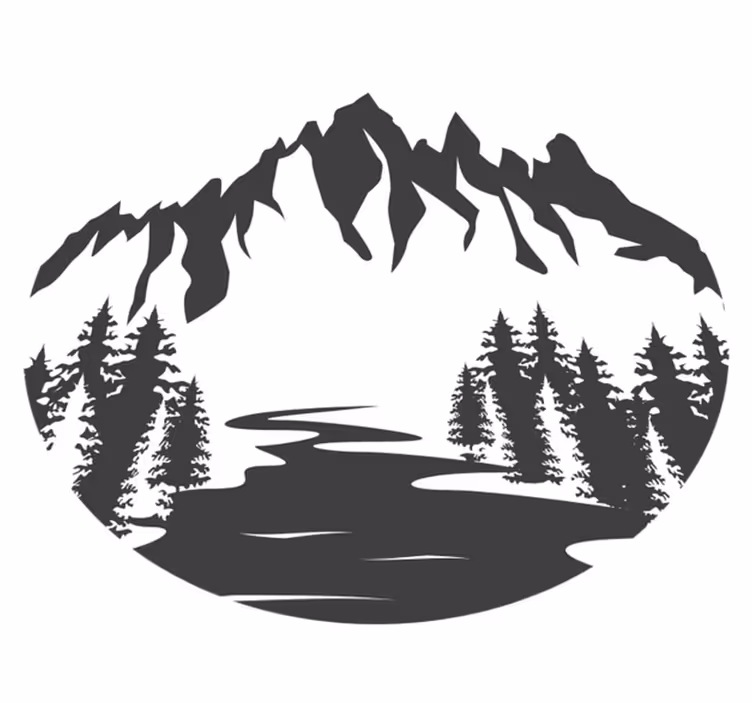 Nature rug mountain landscape silhouette - TenStickers