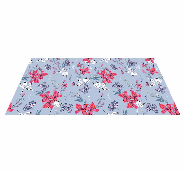 Nature rug with floral butterflies design - TenStickers