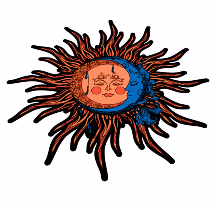 Nature rug celestial sun and moon design - TenStickers