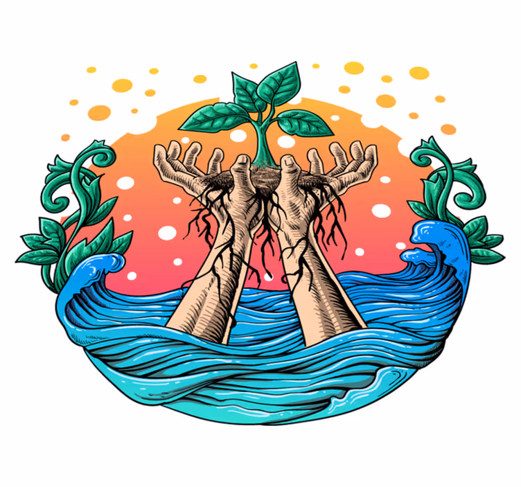Nature rug hands nurturing nature - TenStickers