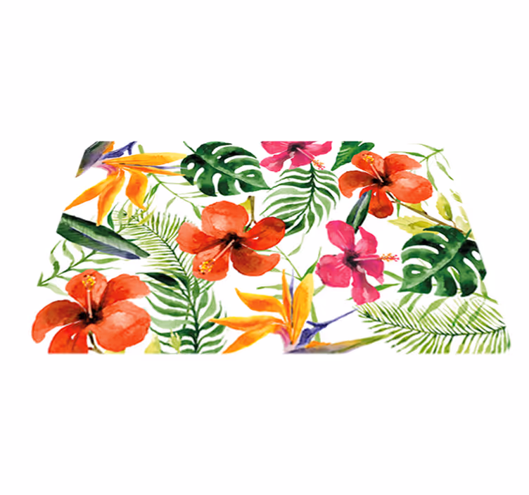 Floral rug portable monstera deliciosa stickers - TenStickers