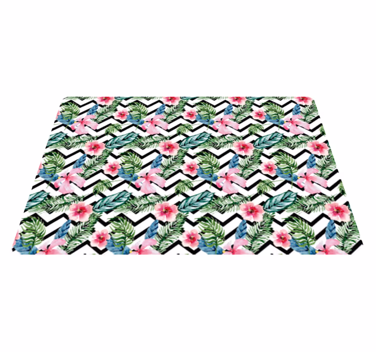 Floral rug with zigzag tropical patterns - TenStickers