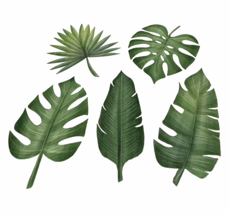 Floral rug with large green leaves - TenStickers