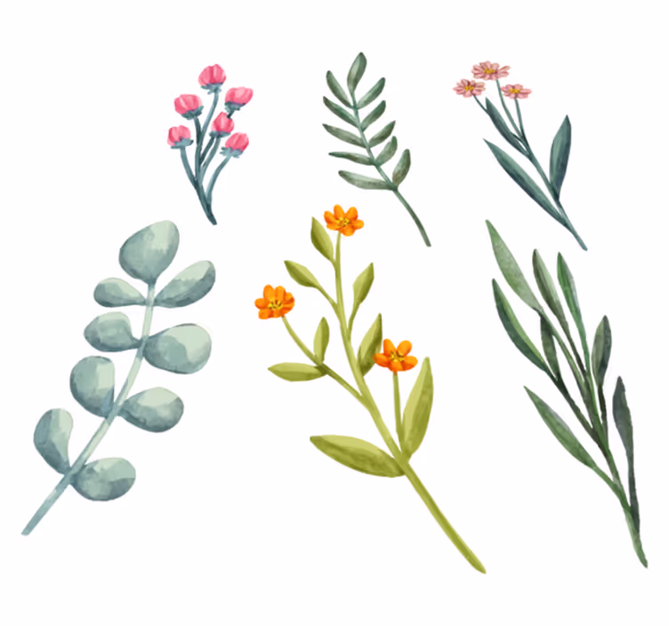 Floral rug with plant branches design - TenStickers