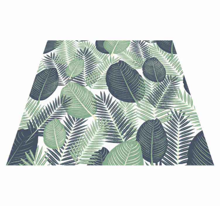 Floral rug with lush jungle green leaves - TenStickers