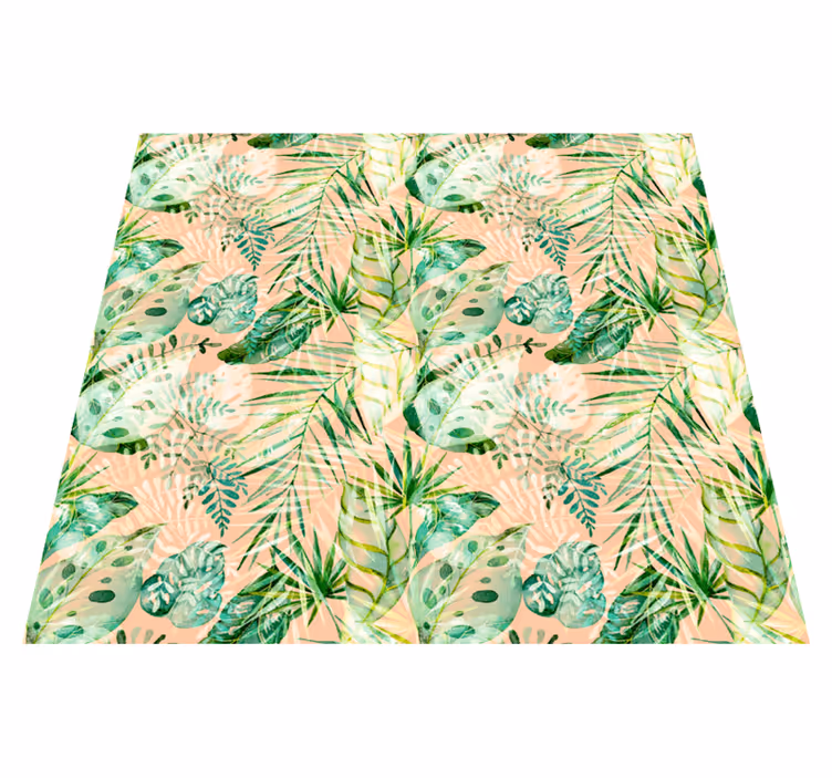 Floral rug in pink floral leaves design - TenStickers