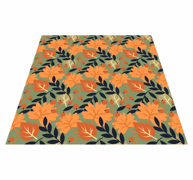 Floral rug with large autumn leaves design - TenStickers