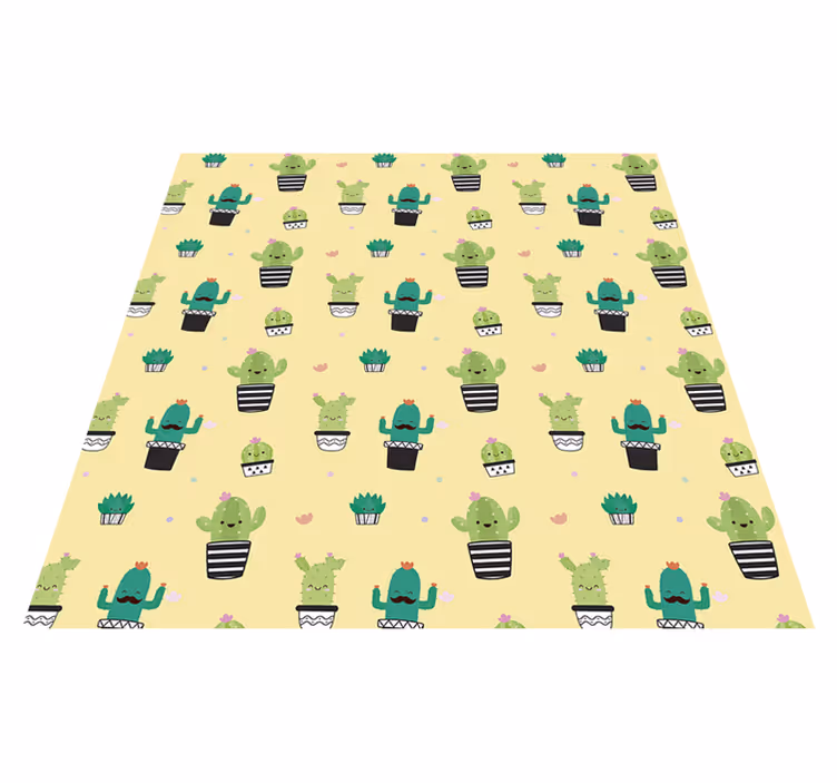 Floral rug with cactus drawing pattern - TenStickers