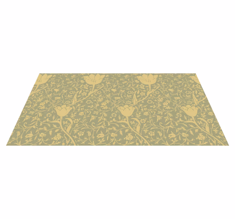 Floral rug with subtle gold and green pattern - TenStickers