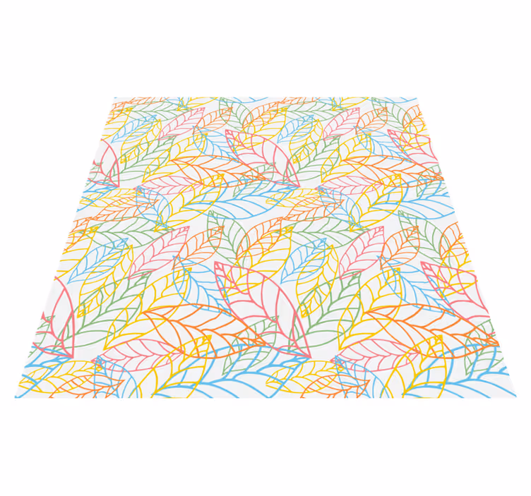 Floral rug with adorable colorful neon leaves design - TenStickers