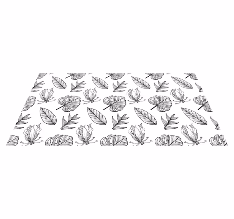 Floral rug with monochrome tropical leaves - TenStickers