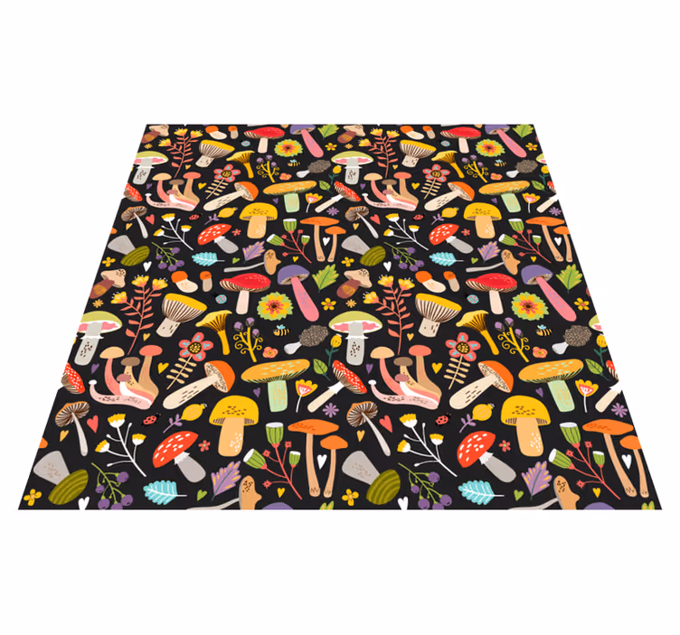 Floral rug with autumn mushroom design - TenStickers