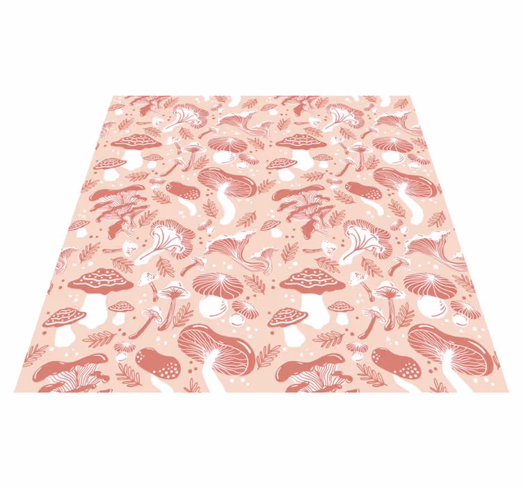 Floral rug with forest mushrooms on beige background - TenStickers