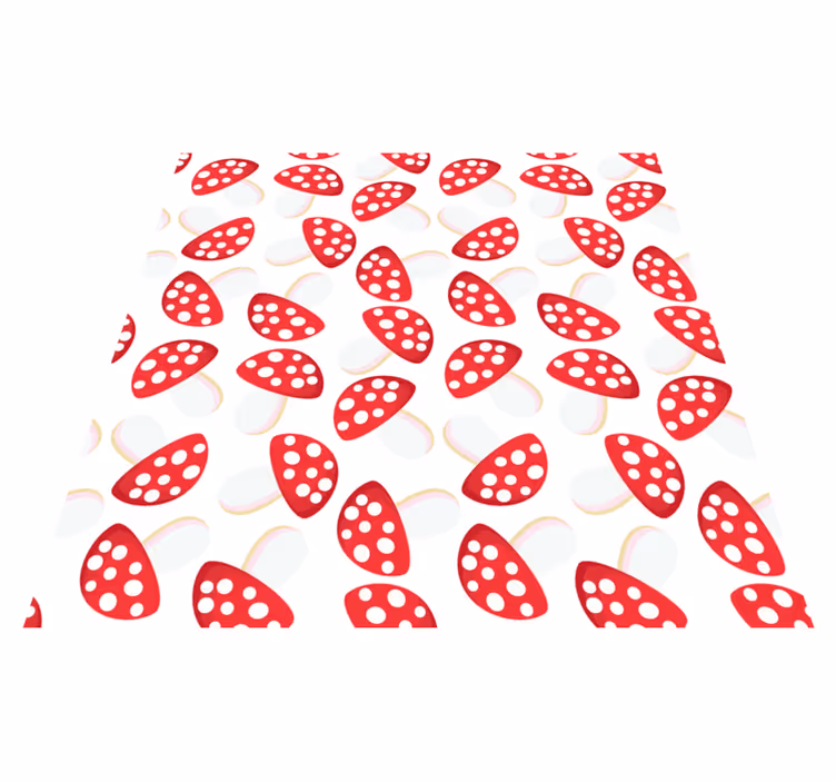 Floral rug with classical mushrooms on white background - TenStickers