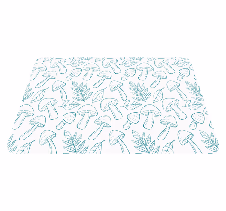Floral rug with white and light blue mushroom pattern - TenStickers