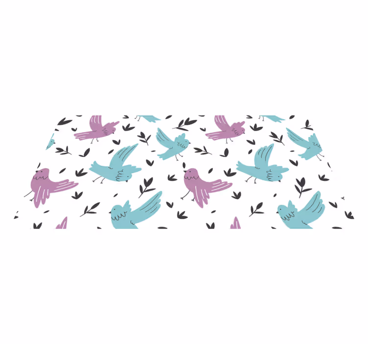 Floral rug with blue and purple bird and plant design - TenStickers