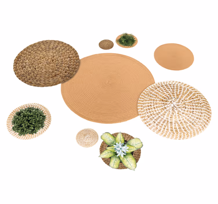 Floral rug garden and wicker - TenStickers