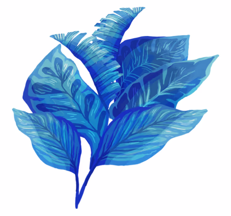 Floral rug in blue leaf design - TenStickers