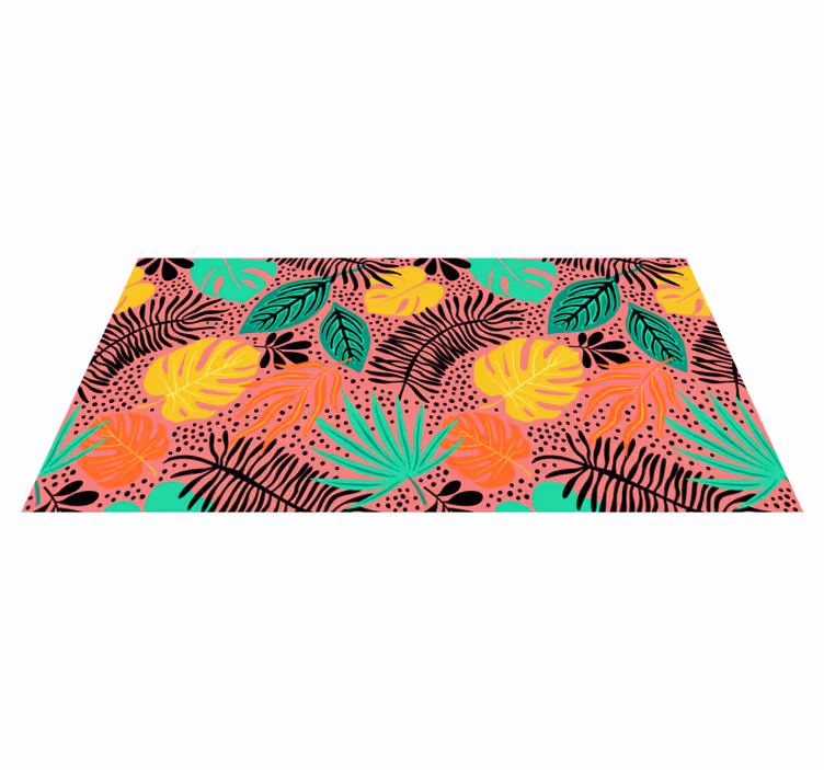 Floral rug with vibrant leaf designs - TenStickers