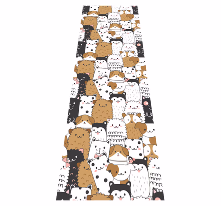 Bedroom carpet featuring adorable seamless dogs - TenStickers