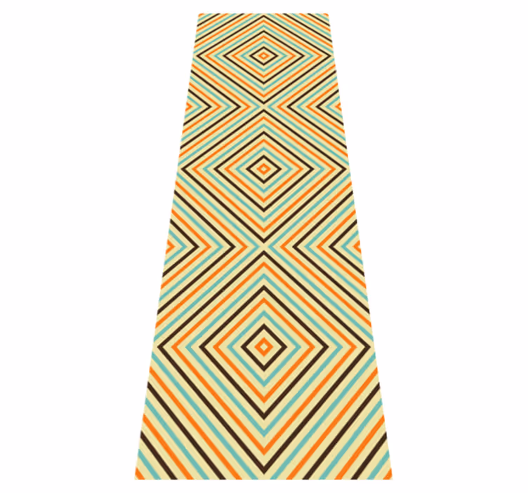 Bedroom carpet in vintage orange and blue pattern - TenStickers