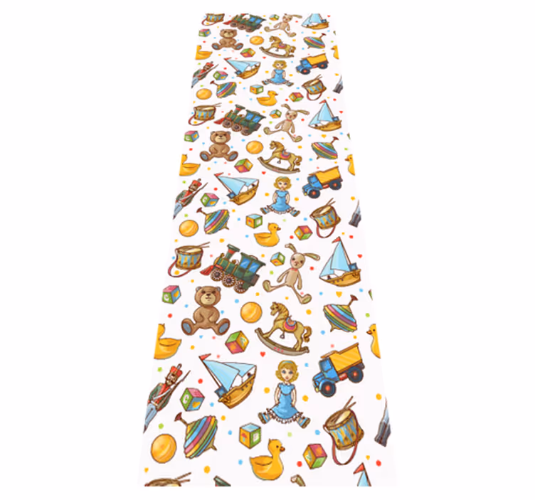 Bedroom carpet with cute wooden toys and teddy bear - TenStickers