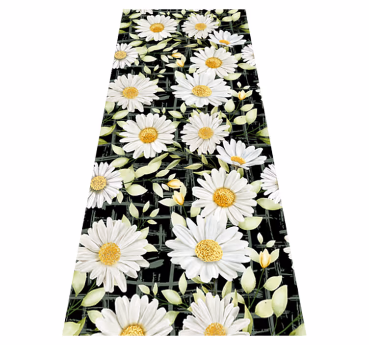Bedroom carpet with realistic daisies on stripes - TenStickers