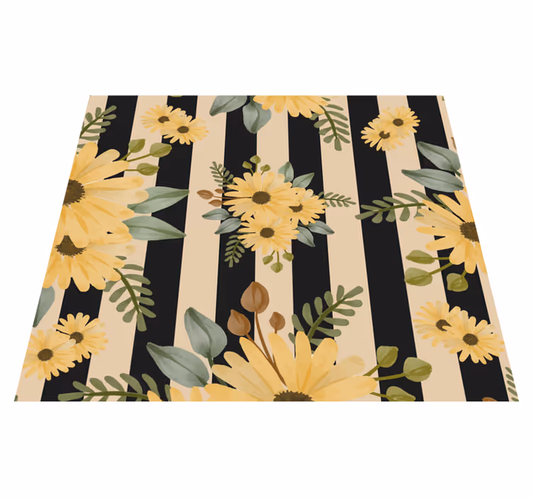 Bedroom carpet with autumn sunflowers on stripes - TenStickers