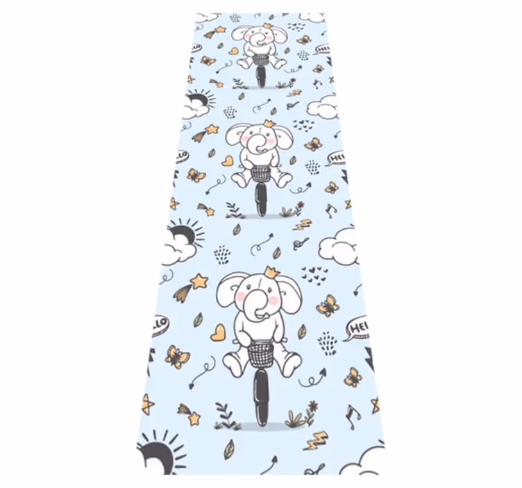 Bedroom carpet with elephant riding bicycle design - TenStickers