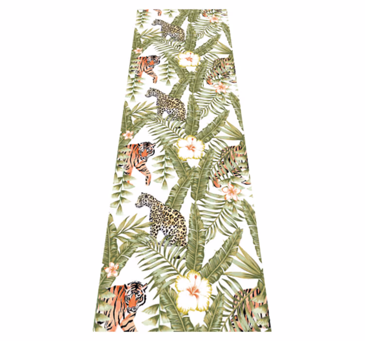 Bedroom carpet with leopards and tropical leaves - TenStickers