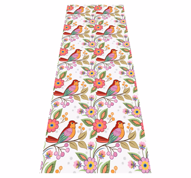 Bedroom carpet with red and orange bird on green tree - TenStickers