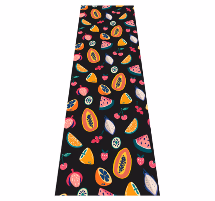 Bedroom carpet with multicolored fruits on black - TenStickers
