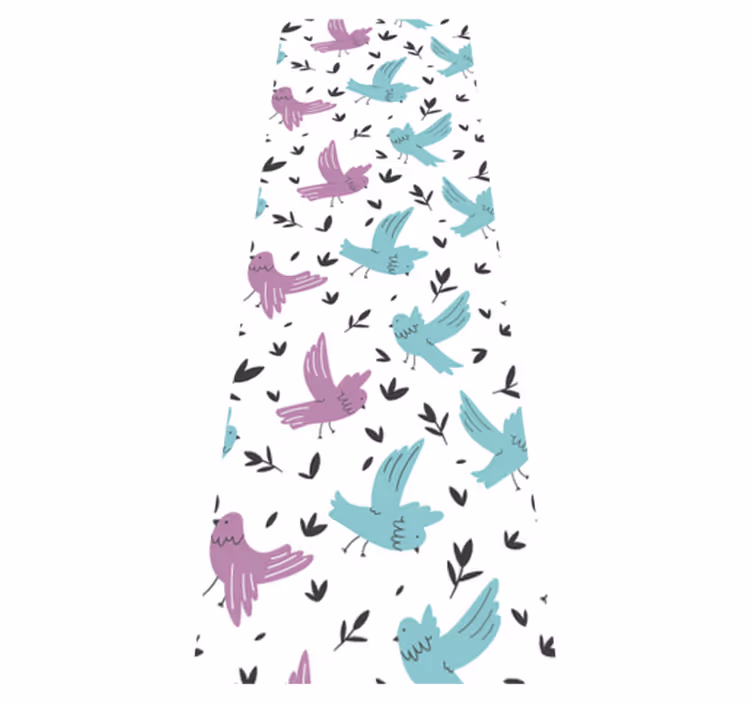 Bedroom carpet with blue and purple birds and plants - TenStickers