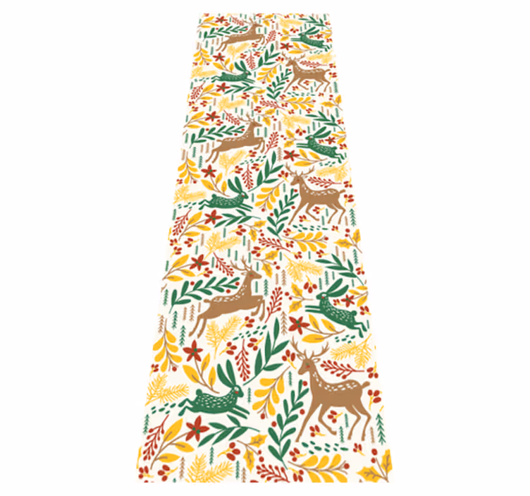 Bedroom carpet with gray deer pattern and yellow flowers - TenStickers
