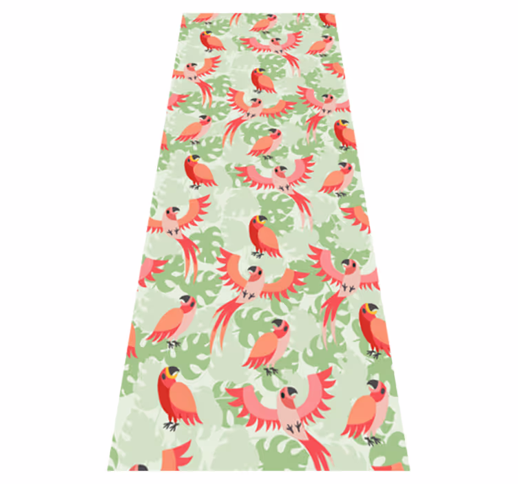 Bedroom carpet with red birds on green leaves - TenStickers