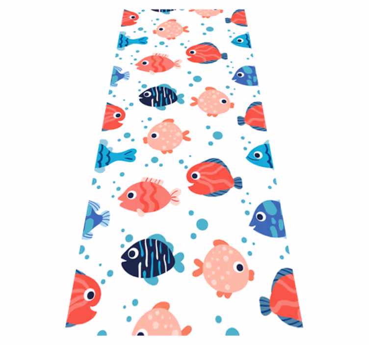 Bedroom carpet with pink and blue fish design - TenStickers