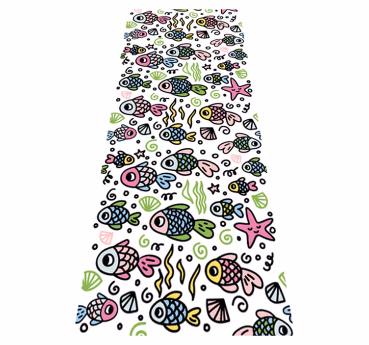 Bedroom carpet with multicolor fish pattern - TenStickers
