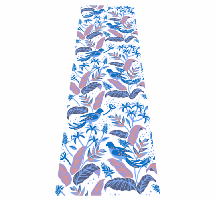 Bedroom carpet with blue and pink birds on leaves - TenStickers