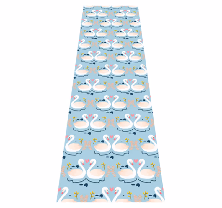 Bedroom carpet with swans in love on blue background - TenStickers