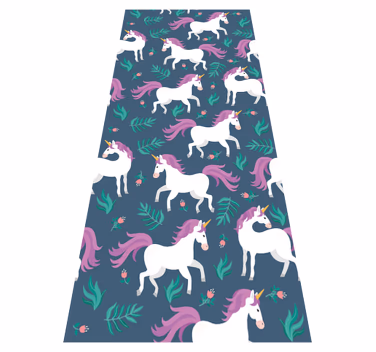 Bedroom carpet with flat blue unicorn pattern - TenStickers