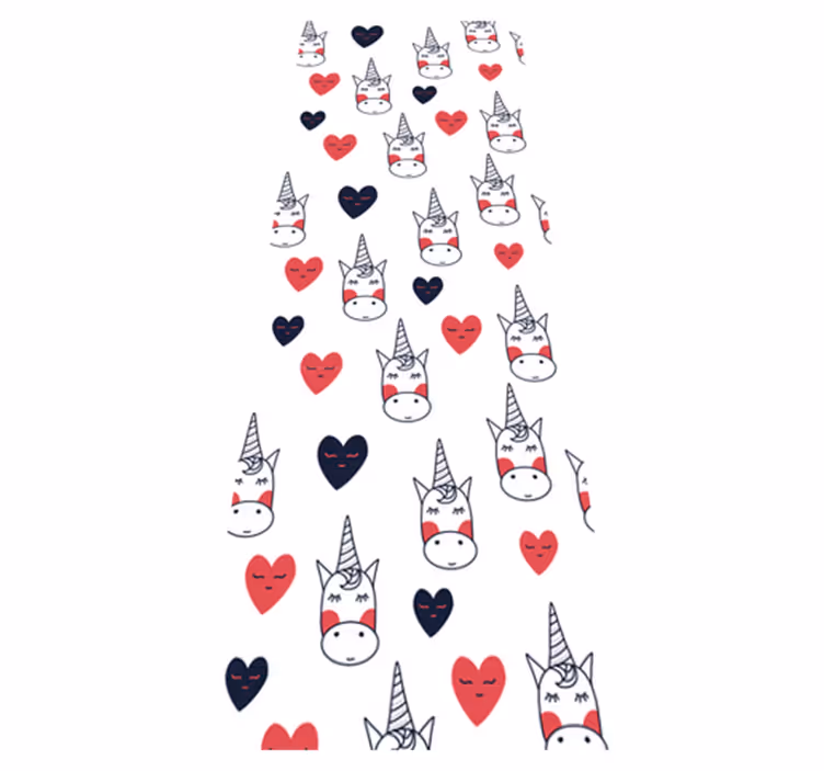 Bedroom carpet with unicorns and hearts - TenStickers